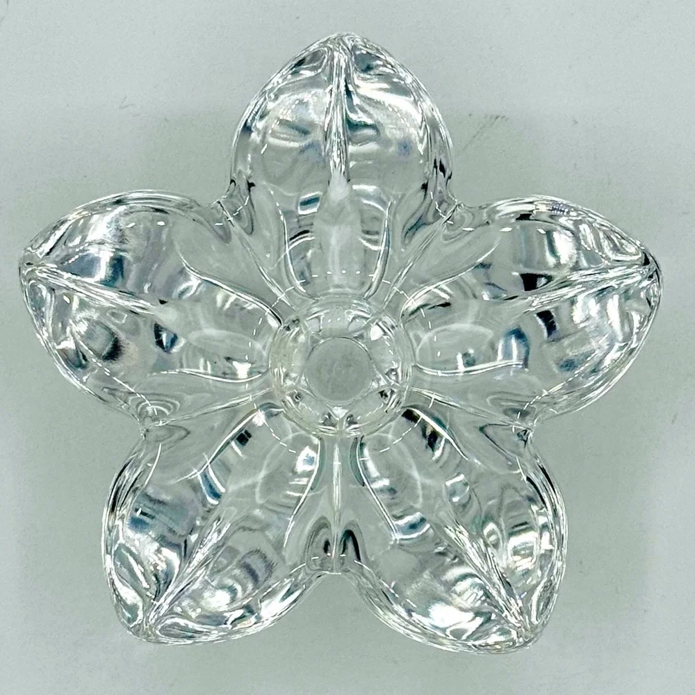 Orrefors Flower‎ Petal Standard Taper Candle Holder Vintage Crystal Sweden